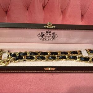 Vintage Juicy Couture Gold and Black Chain Necklace